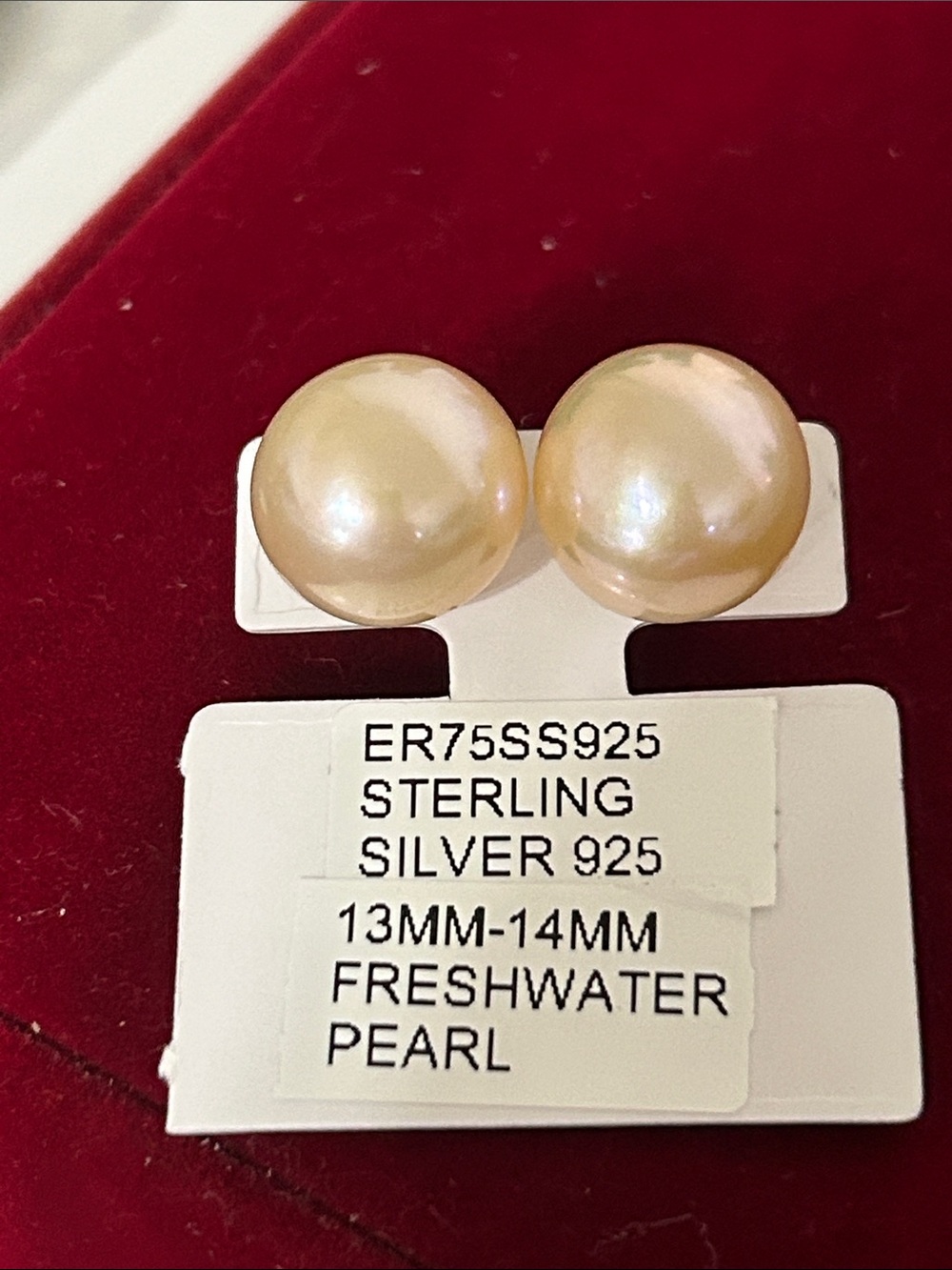 Sterling Silver Freshwater Pearl Stud Earrings - Champagne Pearl